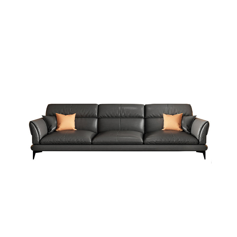 Dark Gray Genuine Leather Pillow Top Arm Modern Sofa/Sectional for Apartment