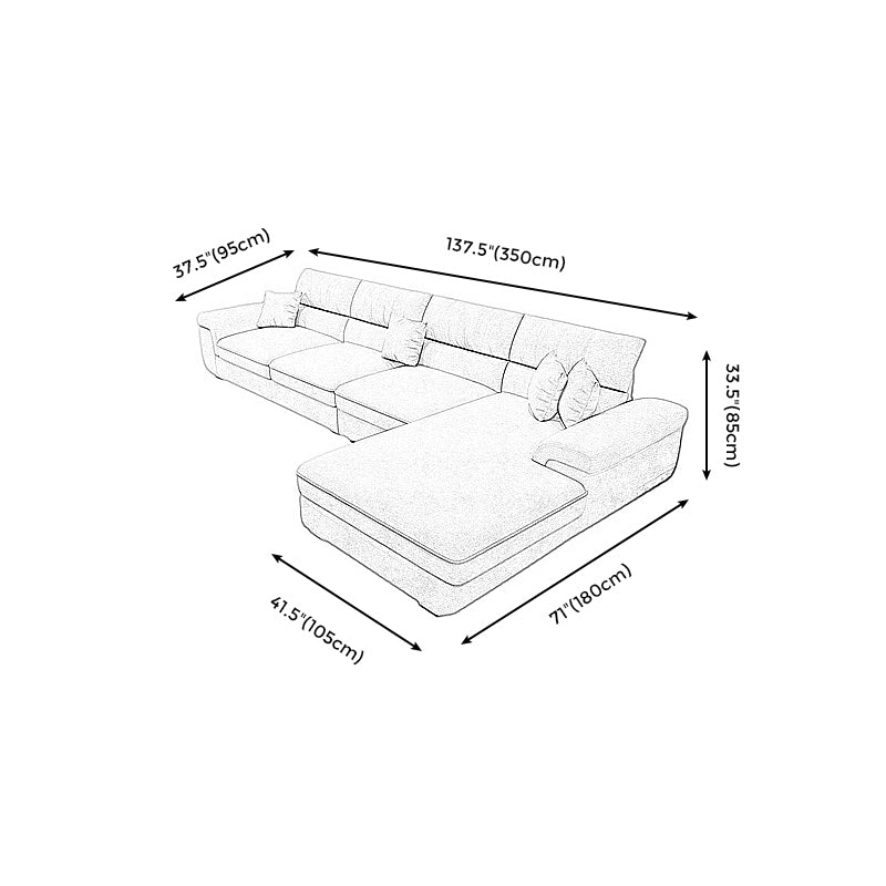 Pillow Top Arm Sectional Contemporary Sectional with Removable Cushions for Living Room