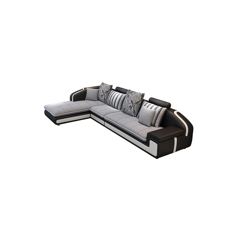 Contemporary Light Gray Sectional with Removable Cushions for Living Room