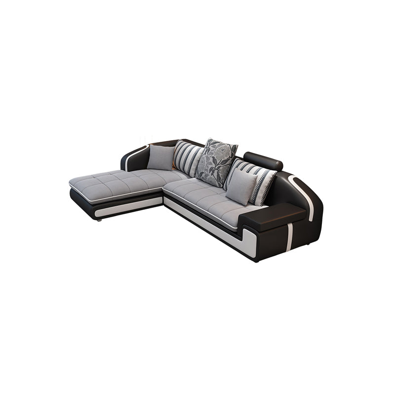 Contemporary Light Gray Sectional with Removable Cushions for Living Room