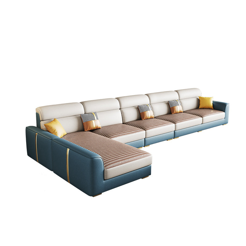 Modern Faux Leather Square Arm Sofa/Sectional for Apartment, Living Room