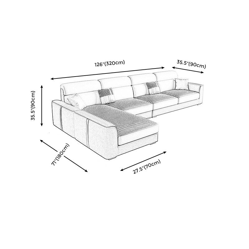 Modern Faux Leather Square Arm Sofa/Sectional for Apartment, Living Room