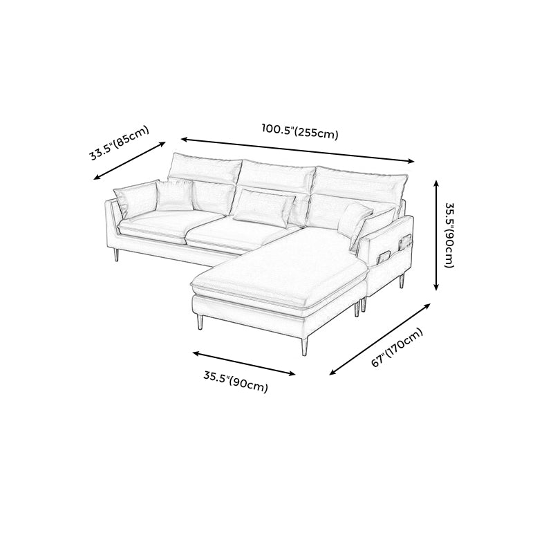 Faux Leather Square Arm Sectional with Pillowed Back Cushions, Stain Resistan