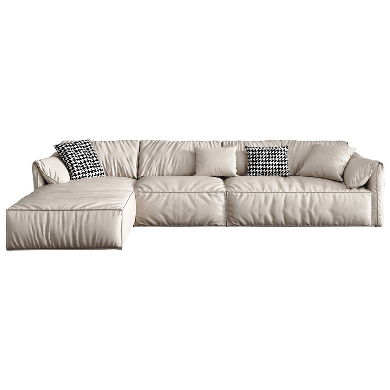 Pillow Top Arm Sectionals 31.5"High Tight Back Sofa with Chaise,White