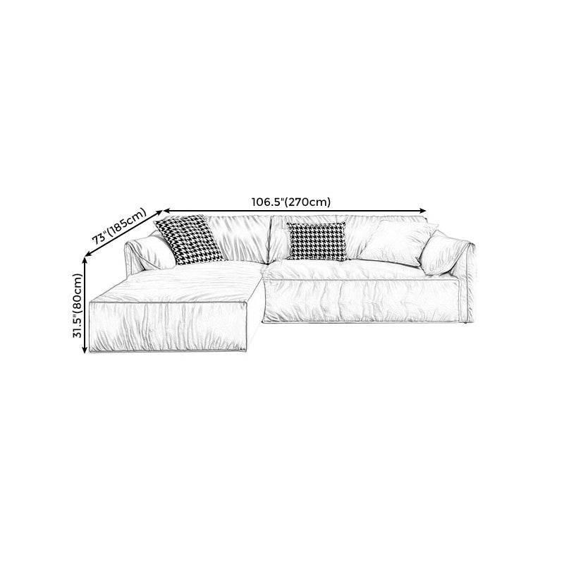 Pillow Top Arm Sectionals 31.5"High Tight Back Sofa with Chaise,White