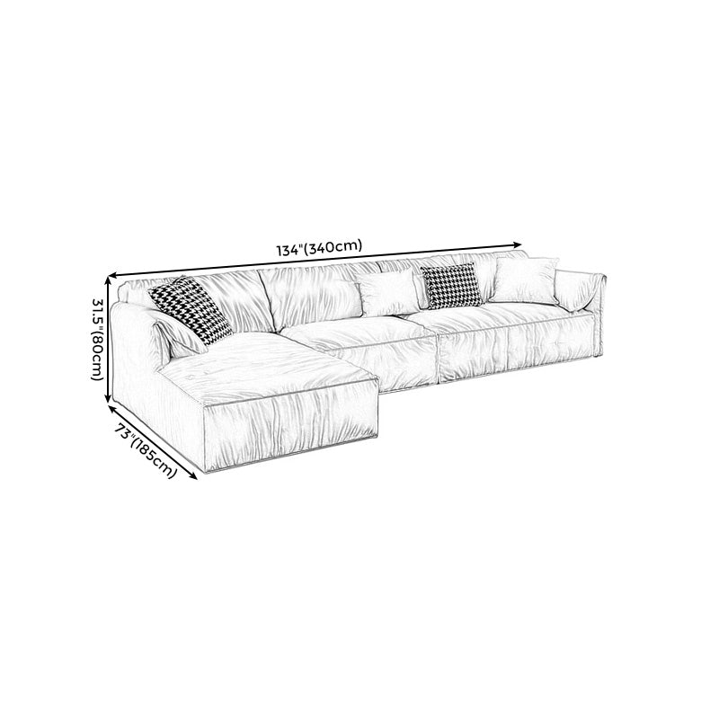 Pillow Top Arm Sectionals 31.5"High Tight Back Sofa with Chaise,White