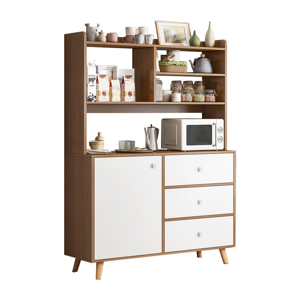 Modern 3-Drawer Dining Server Manufactured Wood and Solid Wood Server with Door