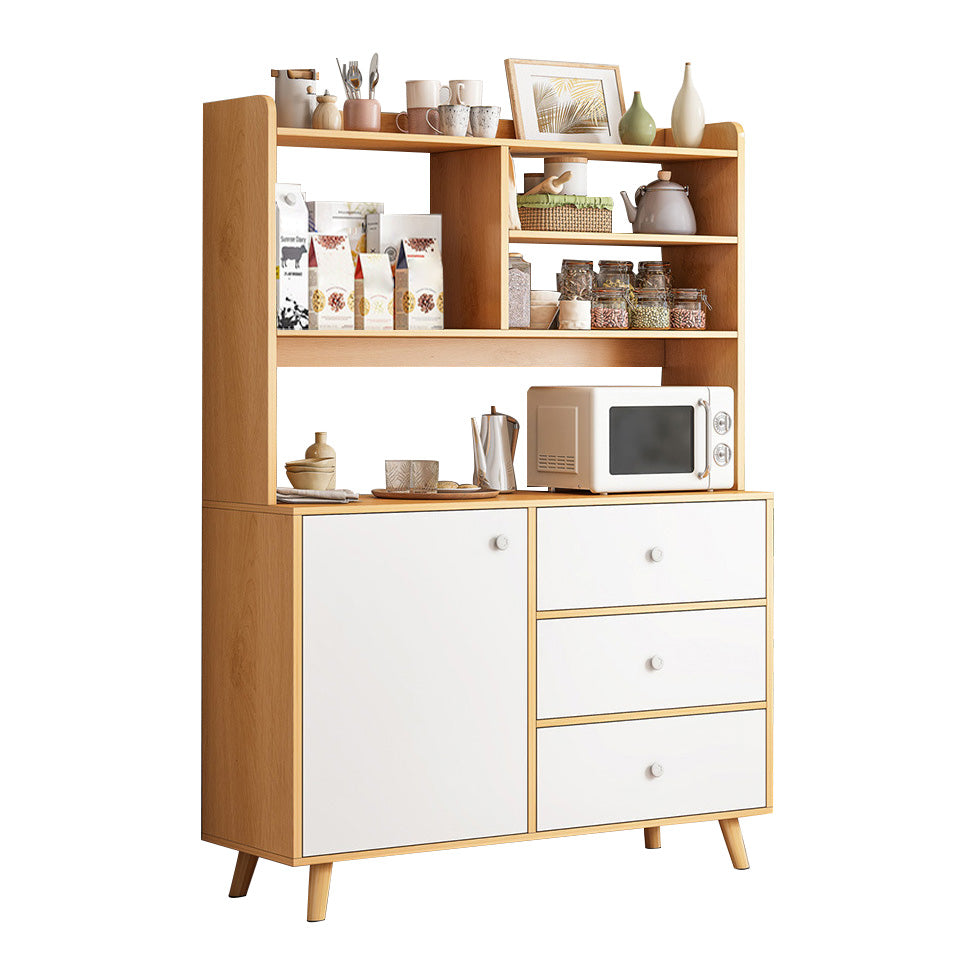 Modern 3-Drawer Dining Server Manufactured Wood and Solid Wood Server with Door