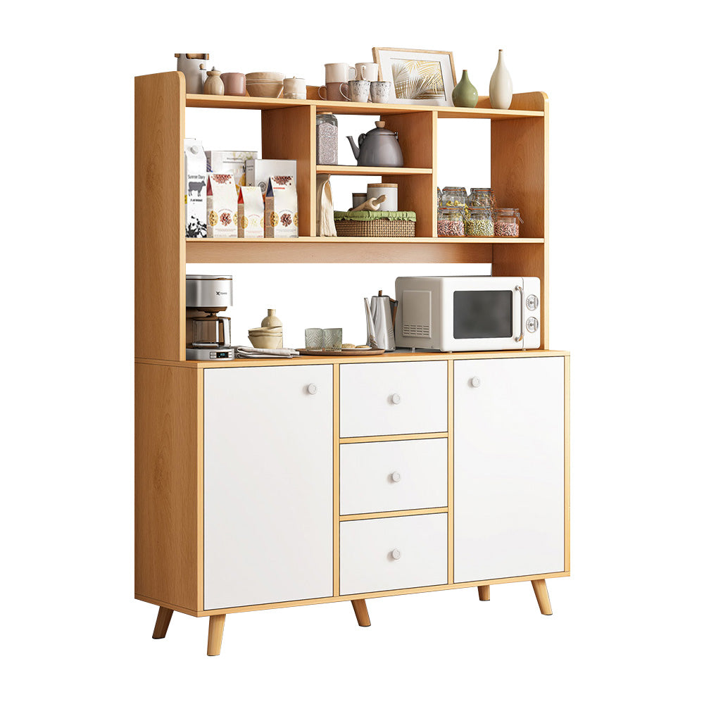 Modern 3-Drawer Dining Server Manufactured Wood and Solid Wood Server with Door