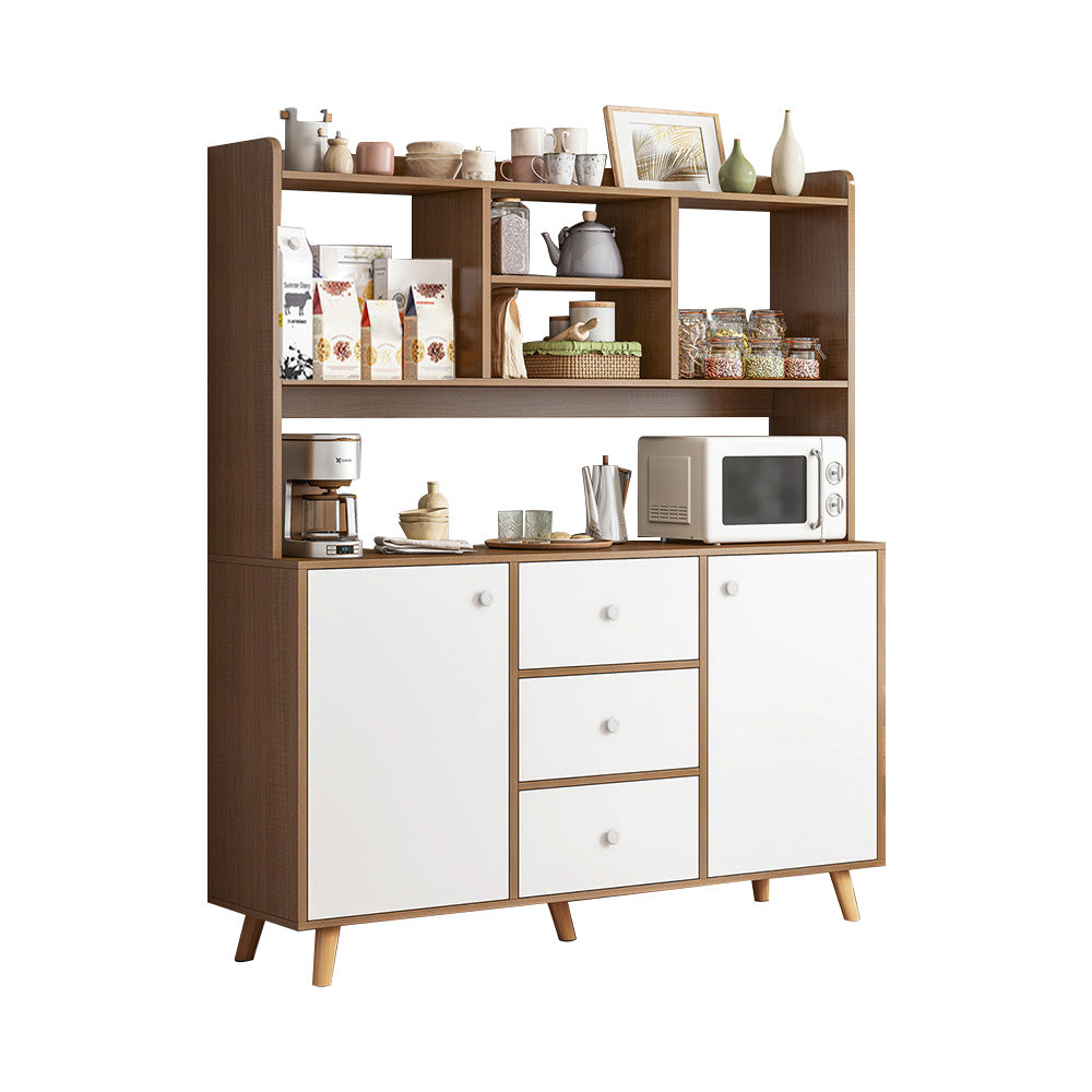 Modern 3-Drawer Dining Server Manufactured Wood and Solid Wood Server with Door