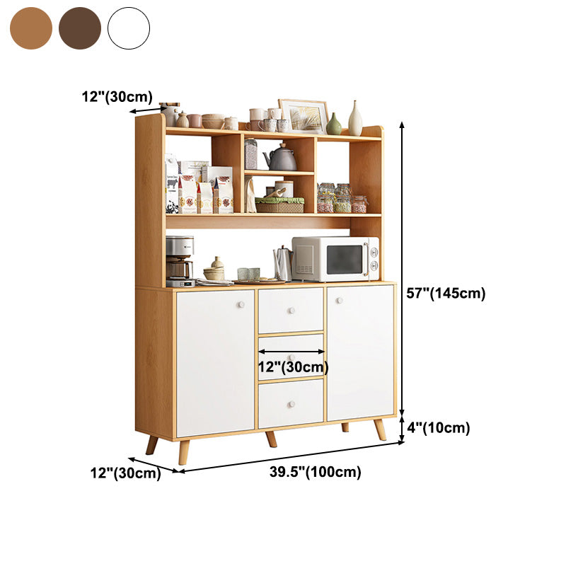 Modern 3-Drawer Dining Server Manufactured Wood and Solid Wood Server with Door