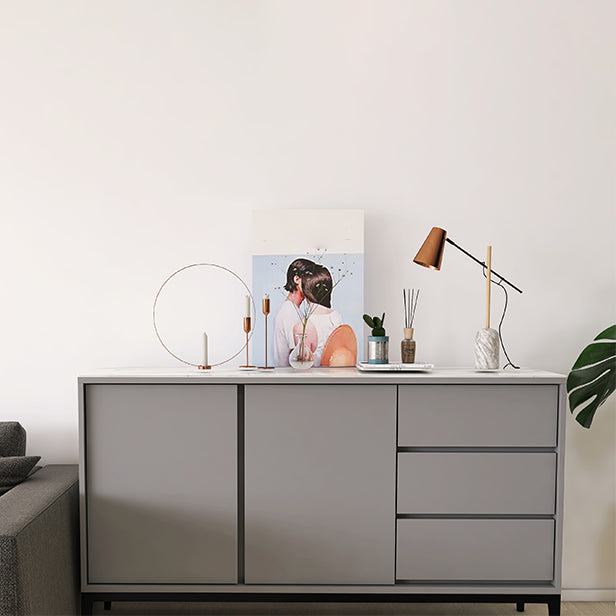 Contemporary Stone Sideboard 3-Drawer and 2-Door Dining Room Sideboard