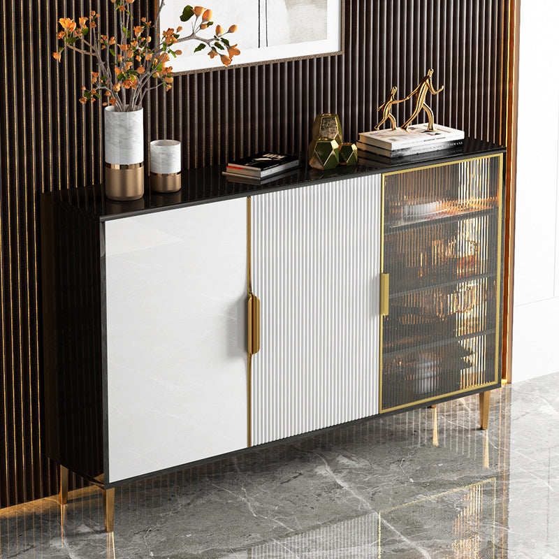 Contemporary Stone Sideboard Dining Room Adjustable Shelves Sideboard