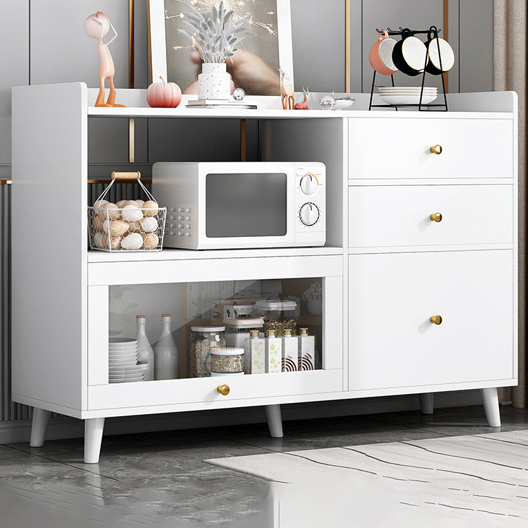 Modern Solid Wood Sideboard Table 1-Drawer Sideboard in Gray