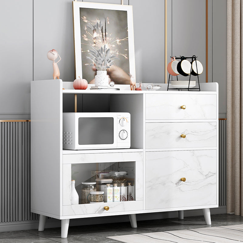 Modern Solid Wood Sideboard Table 1-Drawer Sideboard in Gray