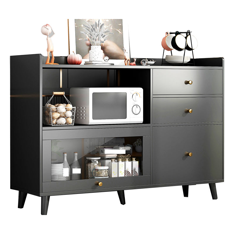 Modern Solid Wood Sideboard Table 1-Drawer Sideboard in Gray