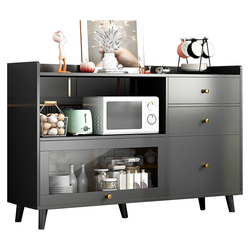 Modern Solid Wood Sideboard Table 1-Drawer Sideboard in Gray