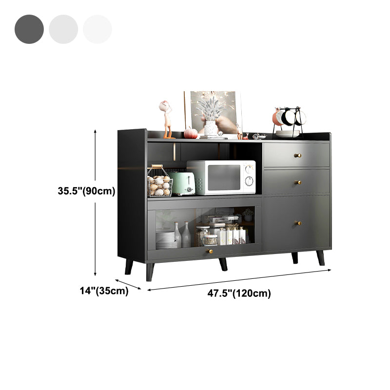 Modern Solid Wood Sideboard Table 1-Drawer Sideboard in Gray