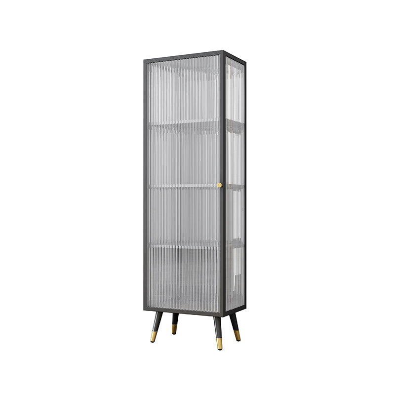 Black and White Dining Server Contemporary Metal Cabinets and Open Storage Server