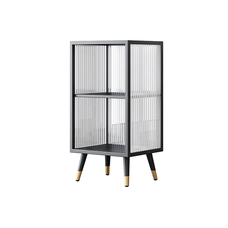 Black and White Dining Server Contemporary Metal Cabinets and Open Storage Server