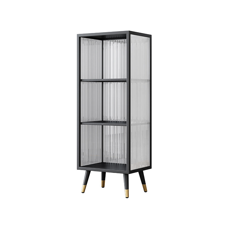 Black and White Dining Server Contemporary Metal Cabinets and Open Storage Server