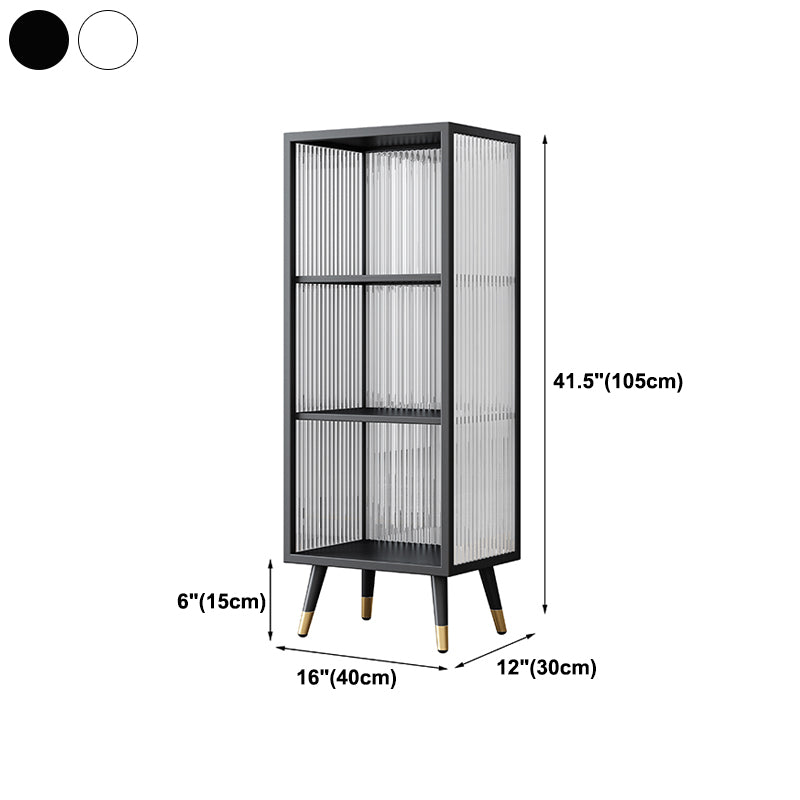 Black and White Dining Server Contemporary Metal Cabinets and Open Storage Server