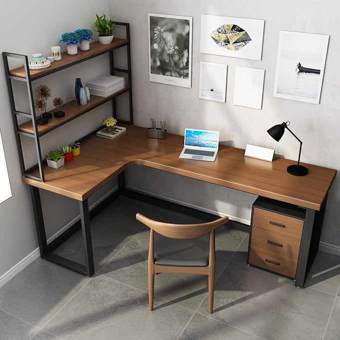 Modern L-Shape Home Bedroom Desk Office Solid Wood Writing Desk