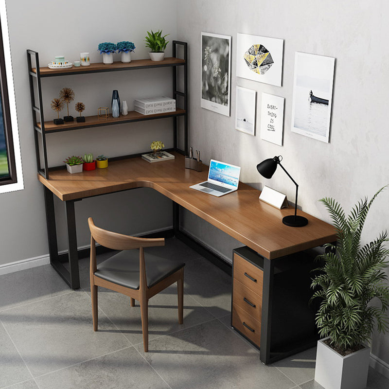 Modern L-Shape Home Bedroom Desk Office Solid Wood Writing Desk