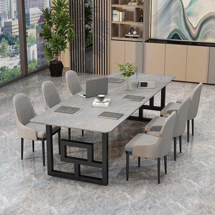 Modern Meeting Table Home Office Sintered Stone Curved Writing Desk