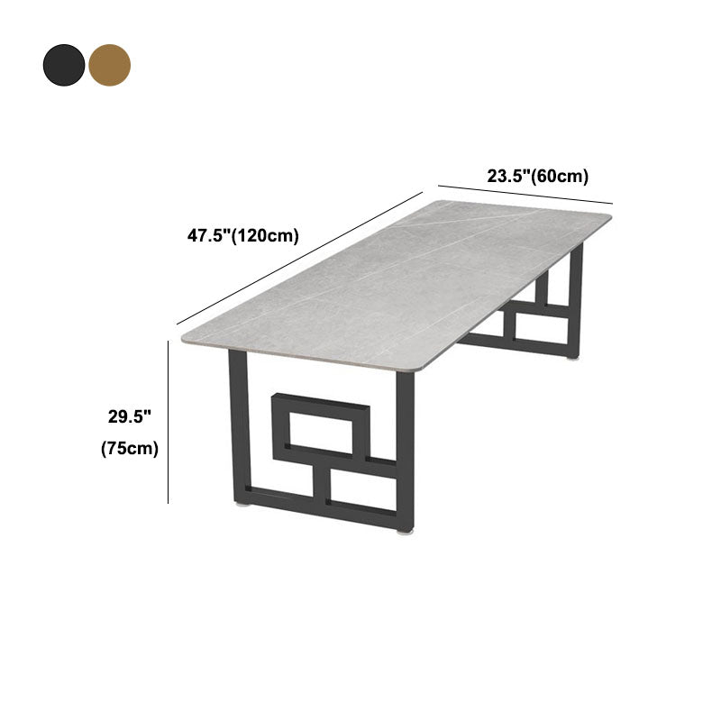 Modern Meeting Table Home Office Sintered Stone Curved Writing Desk