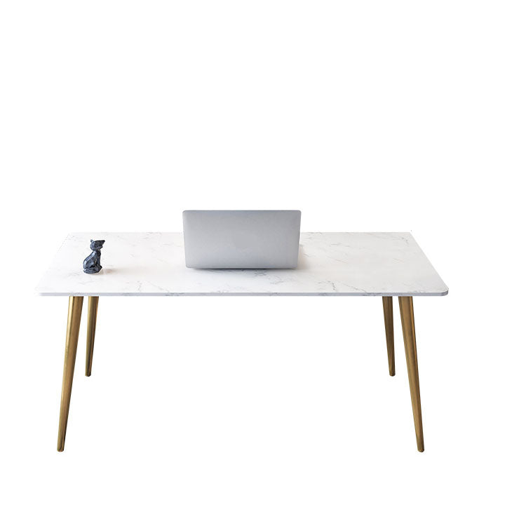 Glam Style Office Desk Rectangular Writing Desk with Metal Legs