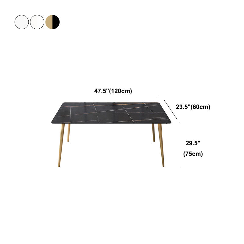 Glam Style Office Desk Rectangular Writing Desk with Metal Legs