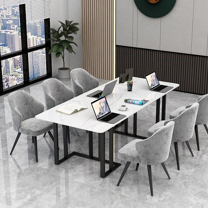 Curved Meeting Table Home Office Sintered Stone Modern Writing Desk