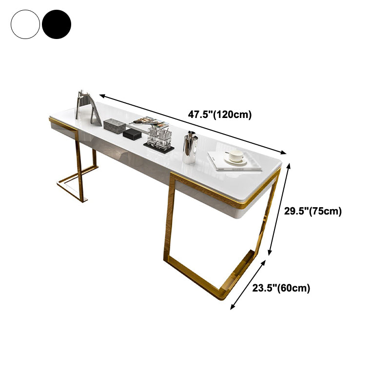 Wooden Home Office Writing Desk Glam Style 1-drawer Office Desk with Sled Base