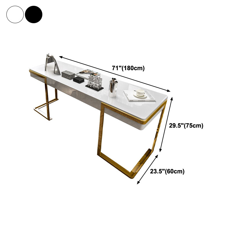 Wooden Home Office Writing Desk Glam Style 1-drawer Office Desk with Sled Base