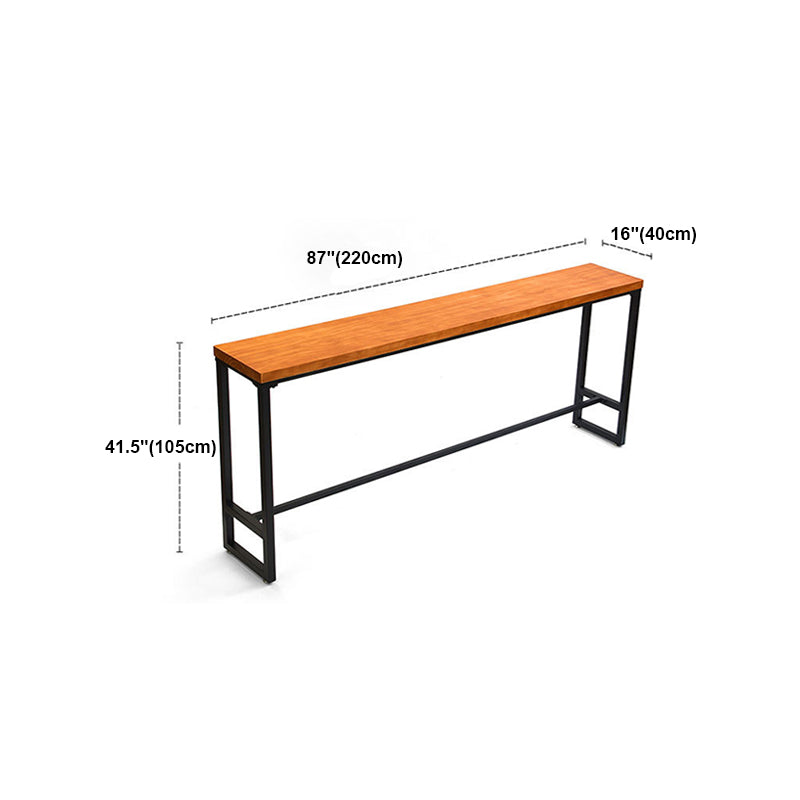 Industrial Bar Table Solid Wood Bar Dining Table with Trestle Base