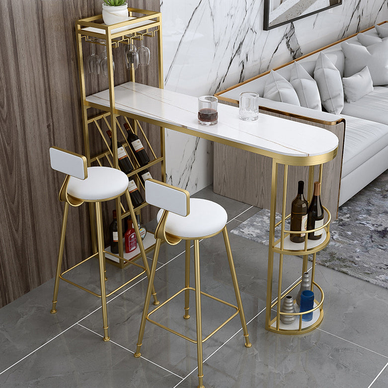 Contemporary Bar Wine Table Indoor Stone Counter Height Table with Storage