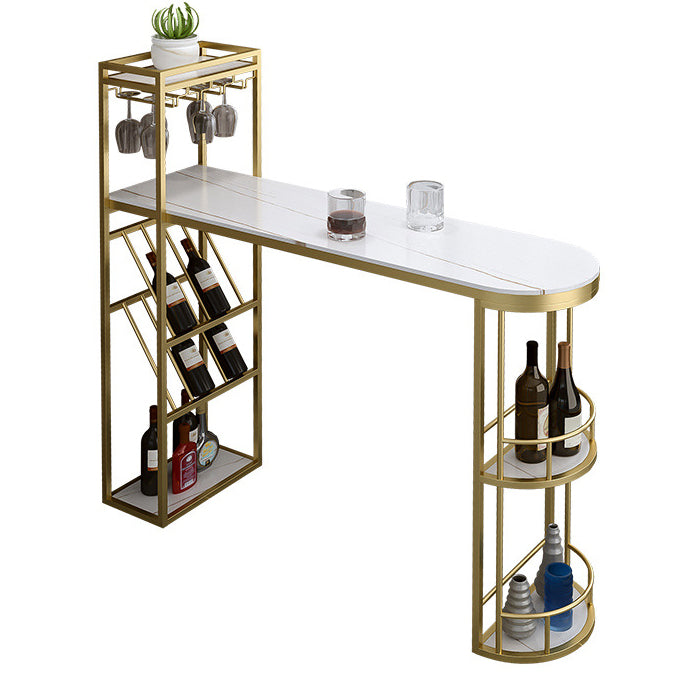 Contemporary Bar Wine Table Indoor Stone Counter Height Table with Storage