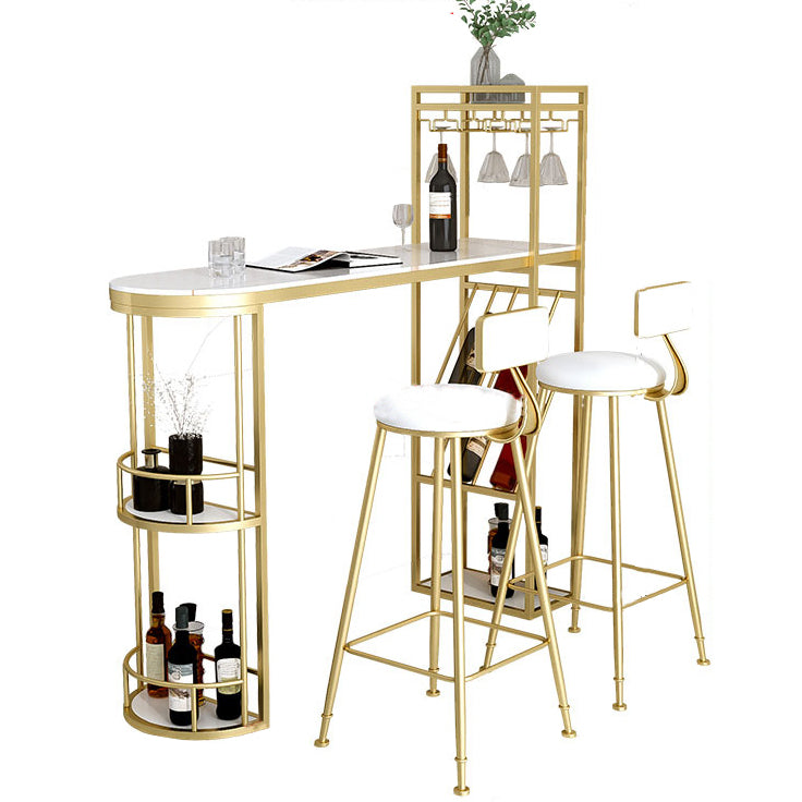 Contemporary Bar Wine Table Indoor Stone Counter Height Table with Storage