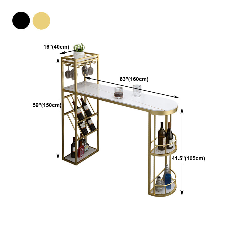 Contemporary Bar Wine Table Indoor Stone Counter Height Table with Storage