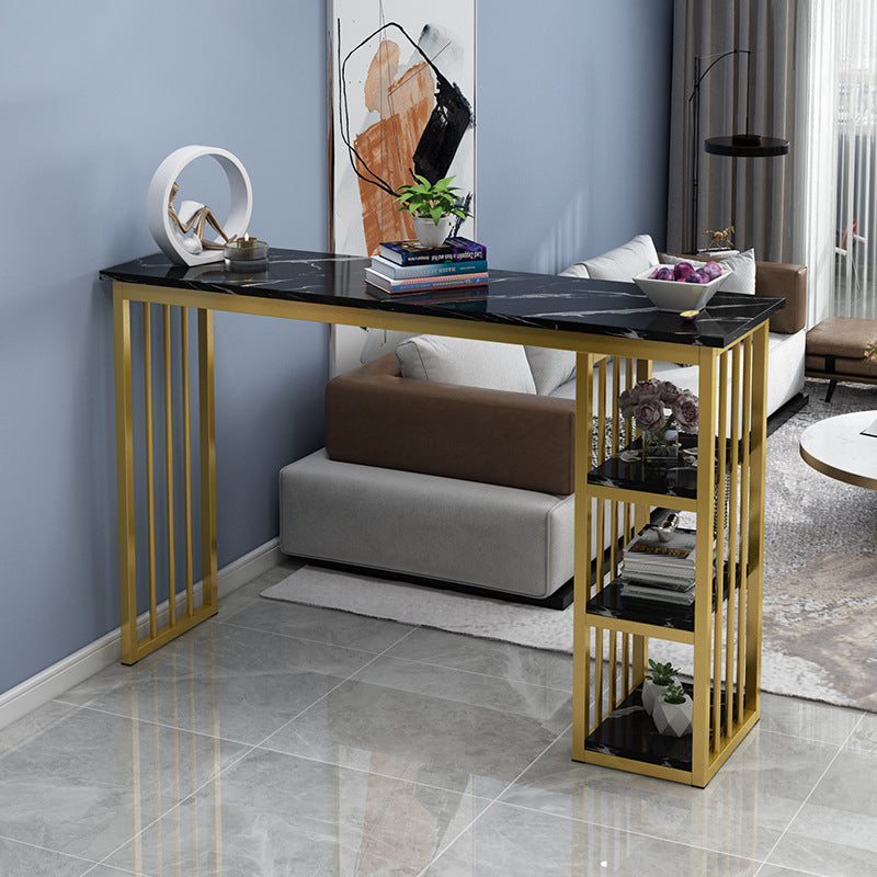 Rectangle Bar Dining Table Contemporary Bar Table with Gold Base