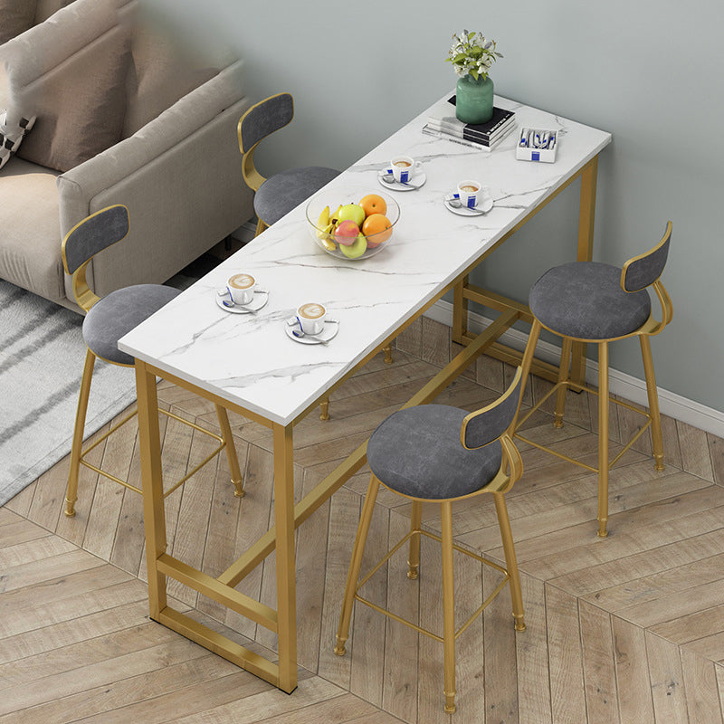 Rectangle Bar Dining Table Contemporary Bar Table with Gold Base