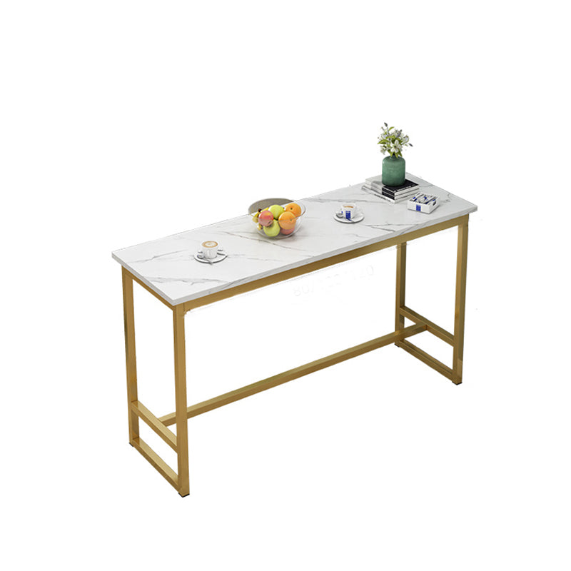 Rectangle Bar Dining Table Contemporary Bar Table with Gold Base