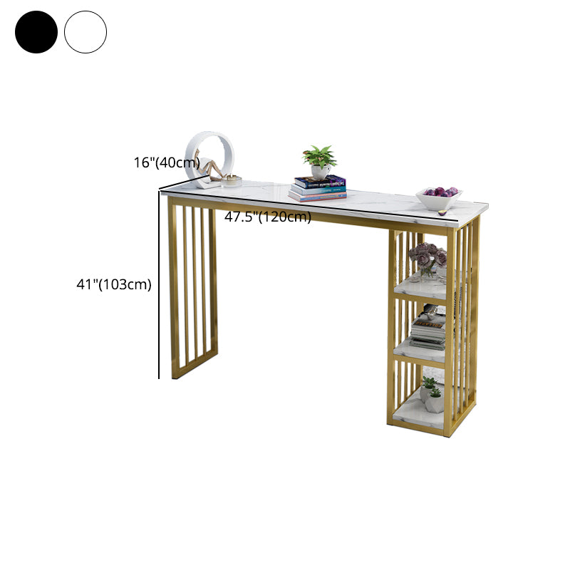 Rectangle Bar Dining Table Contemporary Bar Table with Gold Base