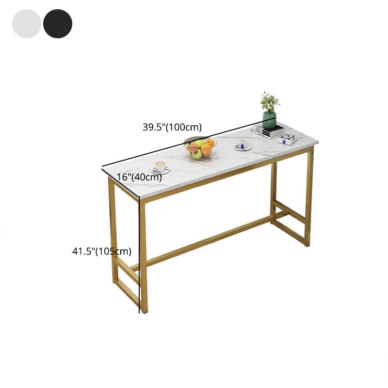 Rectangle Bar Dining Table Contemporary Bar Table with Gold Base