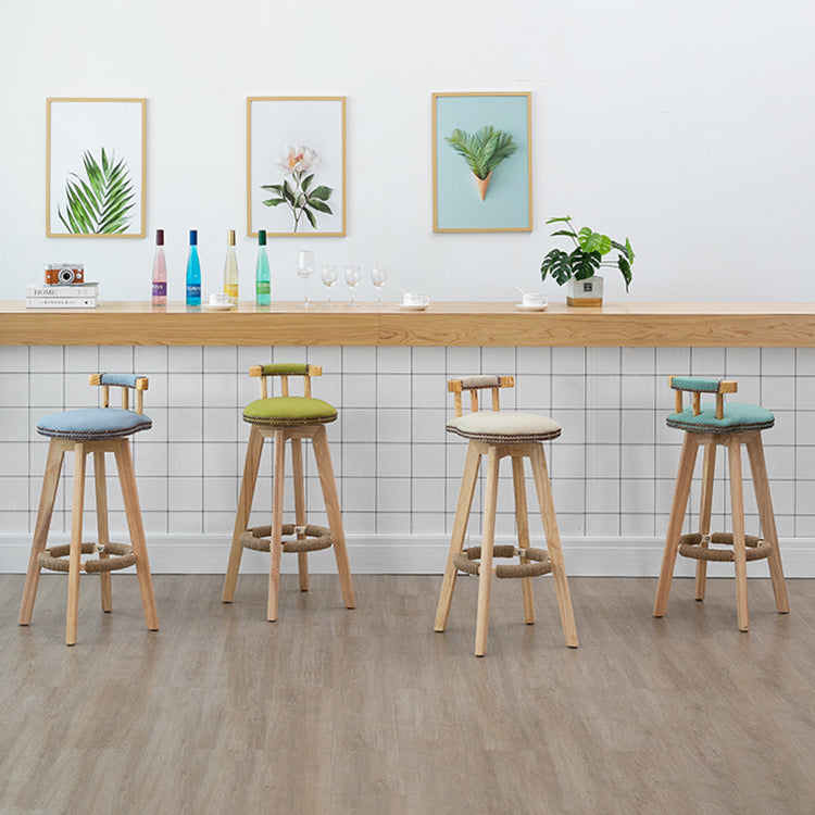 Modern Rubberwood Restaurant Stool Matte Finish Upholstered Bar Stools