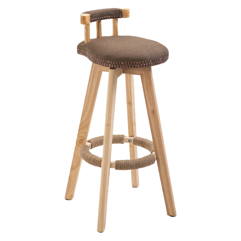 Modern Rubberwood Restaurant Stool Matte Finish Upholstered Bar Stools