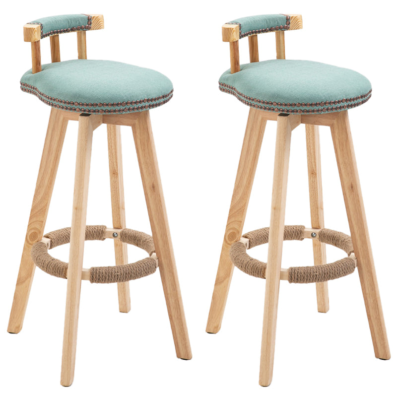 Modern Rubberwood Restaurant Stool Matte Finish Upholstered Bar Stools