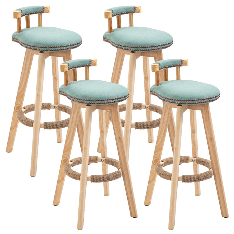 Modern Rubberwood Restaurant Stool Matte Finish Upholstered Bar Stools