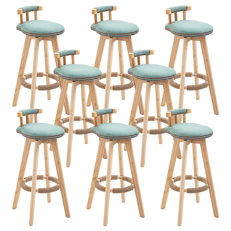 Modern Rubberwood Restaurant Stool Matte Finish Upholstered Bar Stools